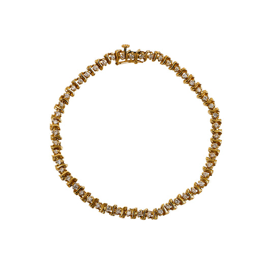 Pre-Owned 18ct Gold Diamond Tennis Bracelet 7 Inch