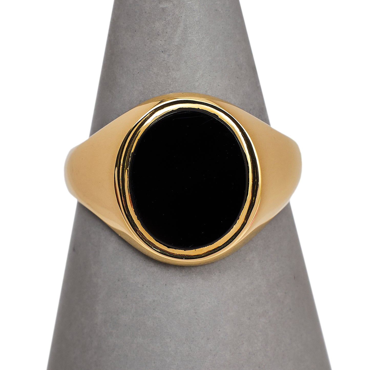 Pre-Owned 9ct Gold Oval Mens Onyx Signet Ring Size U