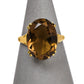 Pre-Owned 9ct Gold Oval Smokey Quartz Ring Size J