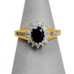 Pre-Owned 18ct Gold Oval Sapphire & Diamond Cluster Ring Size L