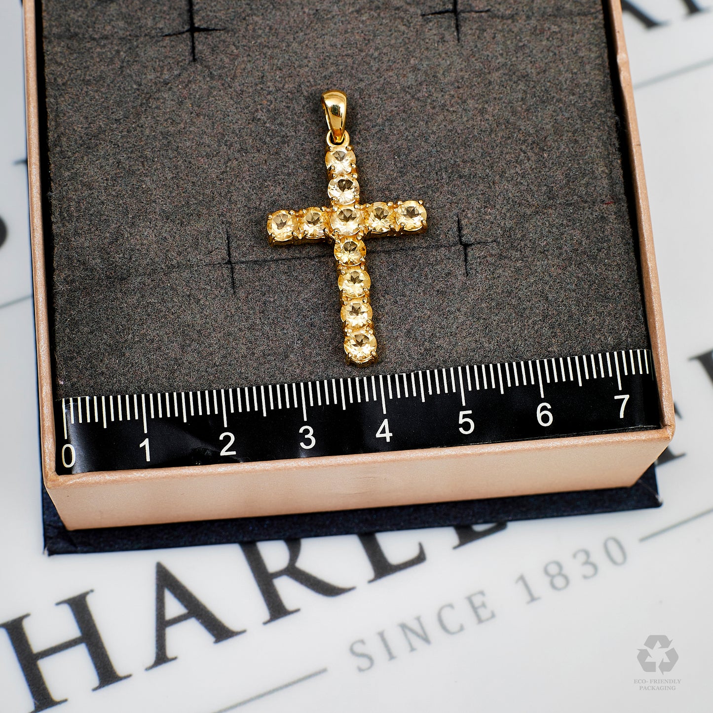 Pre-Owned 9ct Gold Citrine Cross Pendant