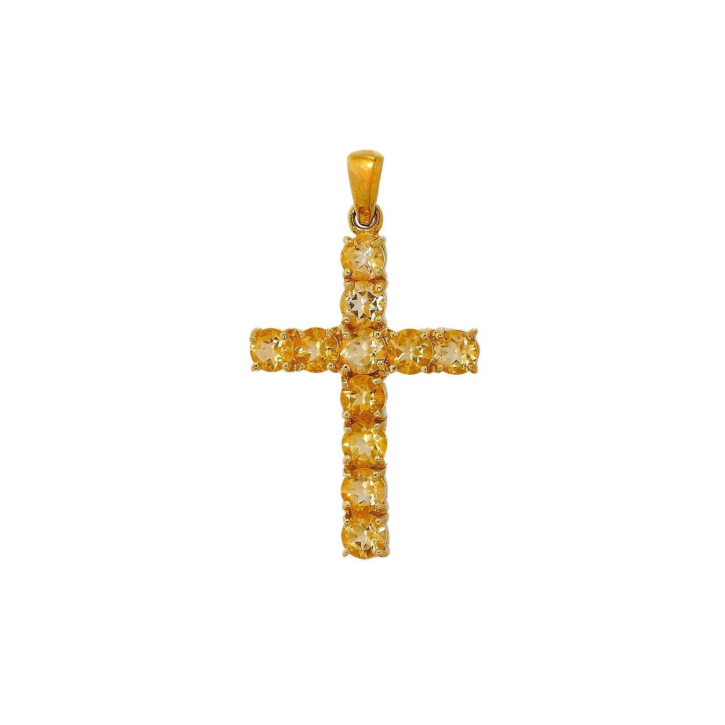 Pre-Owned 9ct Gold Citrine Cross Pendant