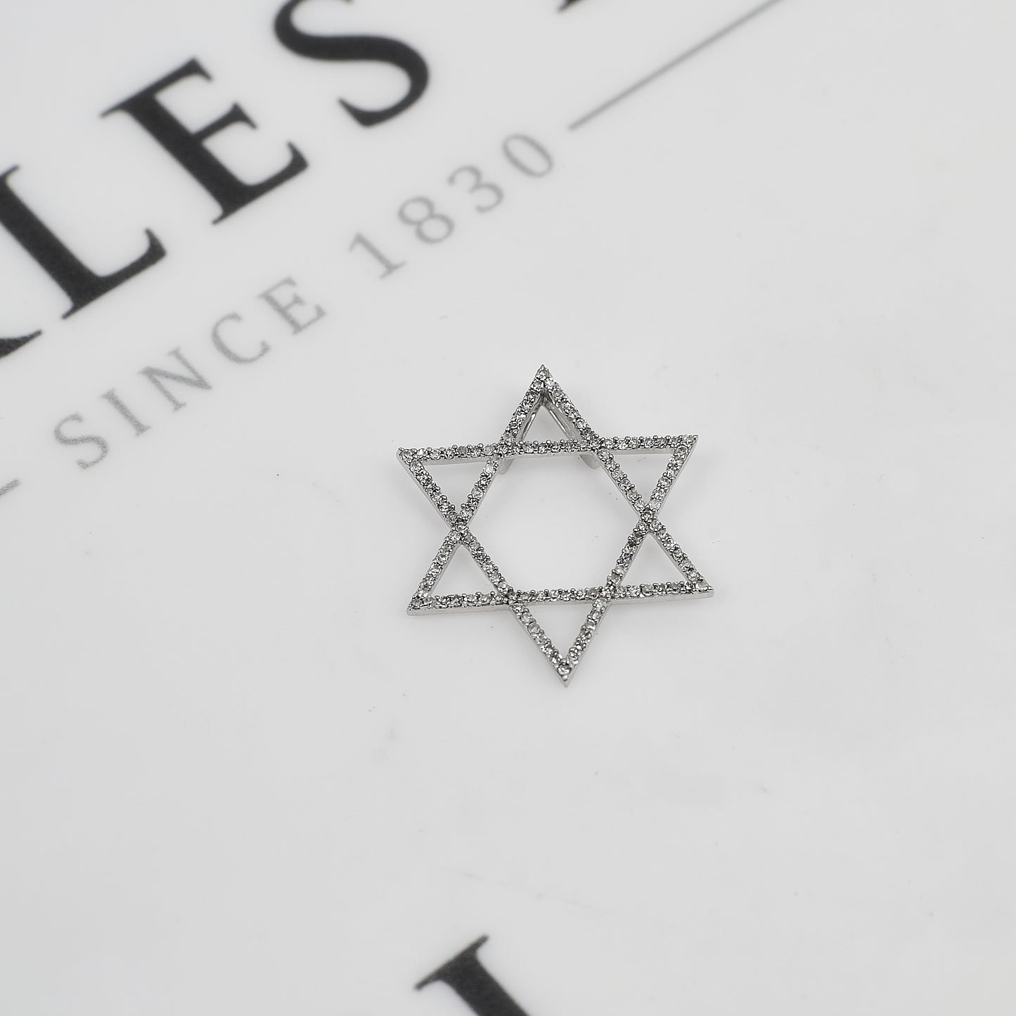 Pre-Owned 14ct White Gold & Diamond Star Of David Pendant