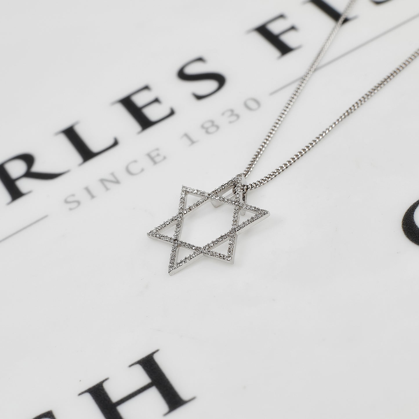 Pre-Owned 14ct White Gold & Diamond Star Of David Pendant
