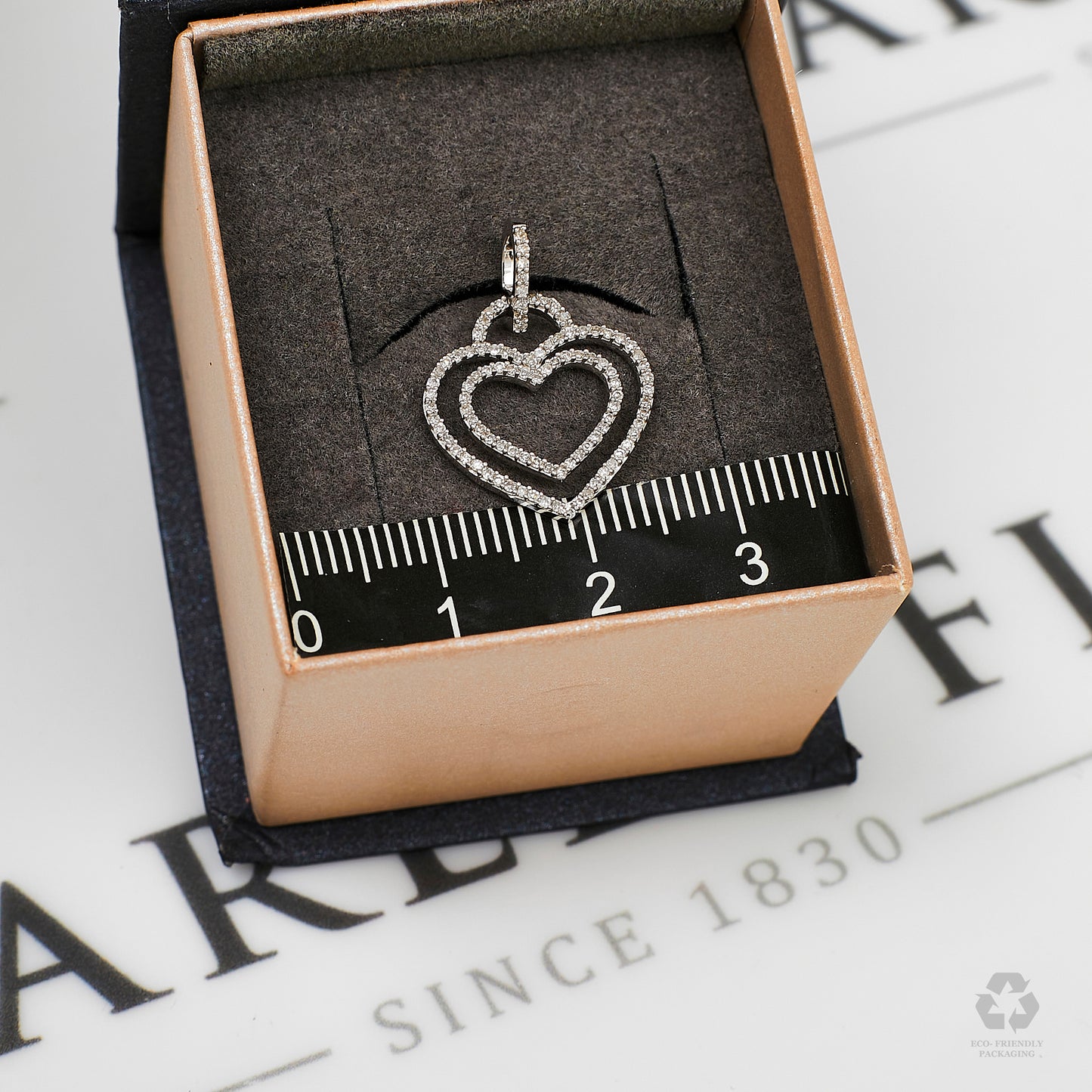 Pre-Owned 14ct White Gold Diamond Double Heart Pendant