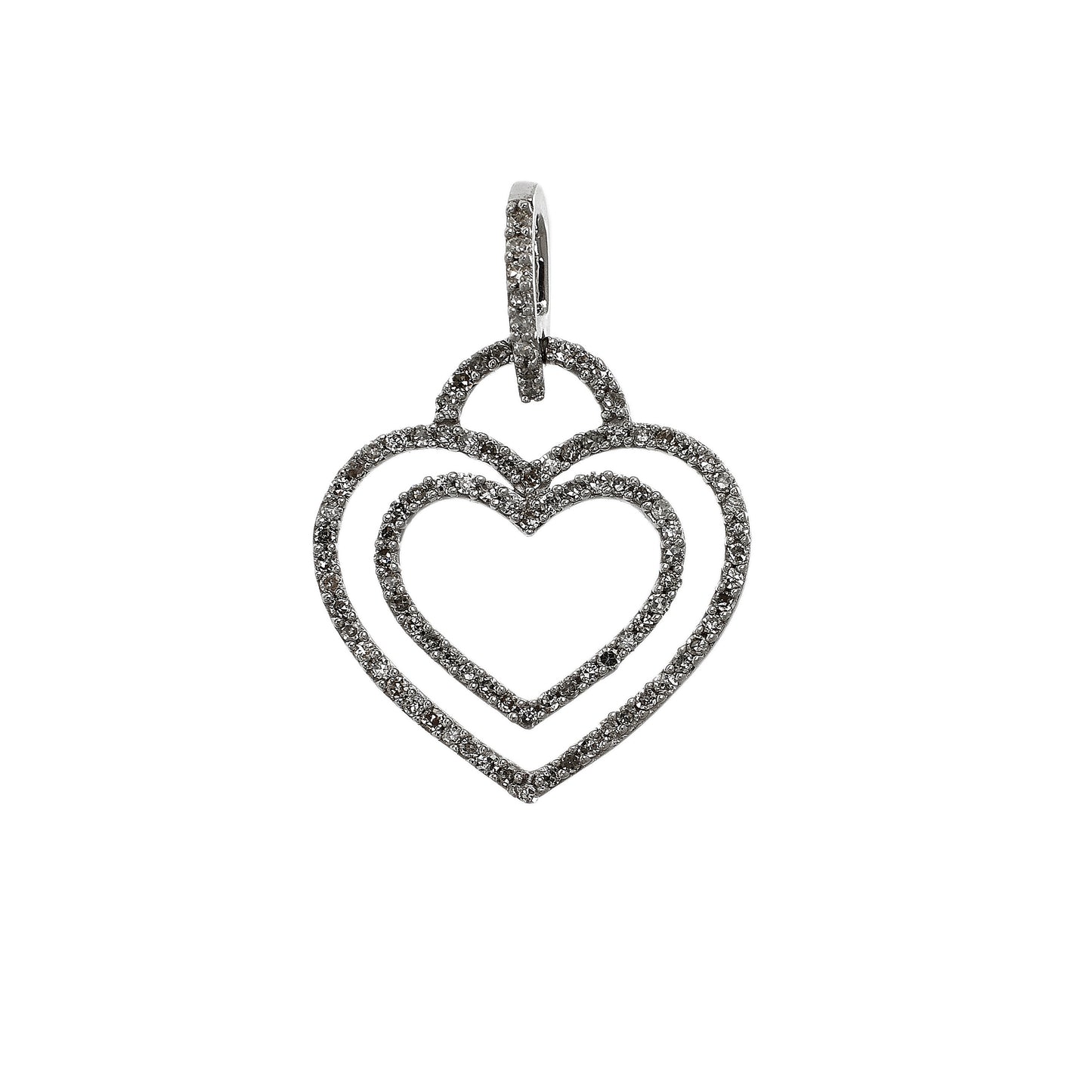 Pre-Owned 14ct White Gold Diamond Double Heart Pendant