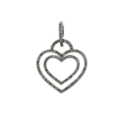 Pre-Owned 14ct White Gold Diamond Double Heart Pendant