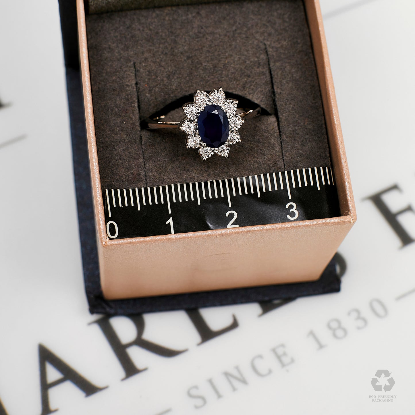 Pre-Owned 9ct White Gold Sapphire & Diamond Ring Size L.5