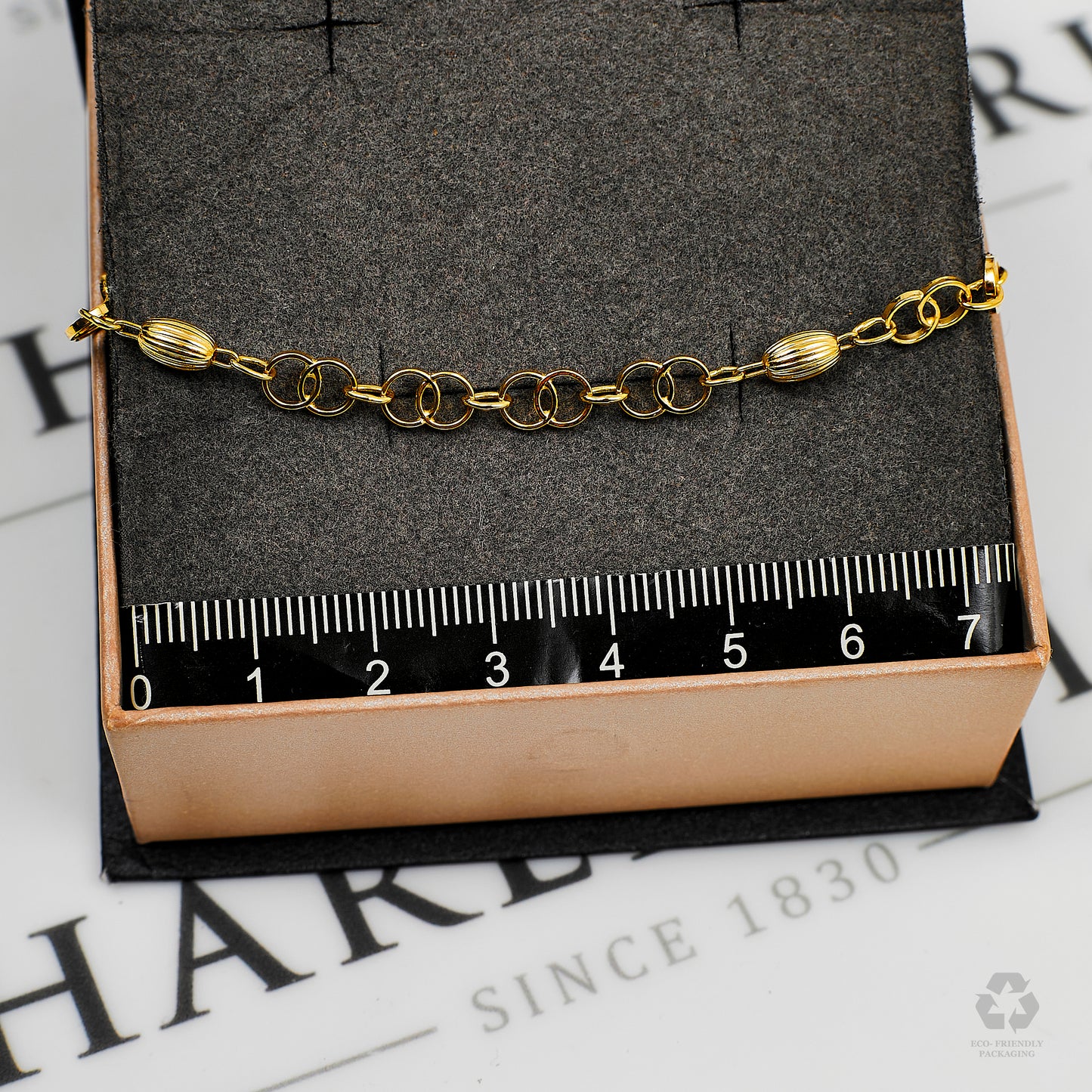 Pre-Owned 18ct Gold Double Circle & Bead Bracelet 7 Inch