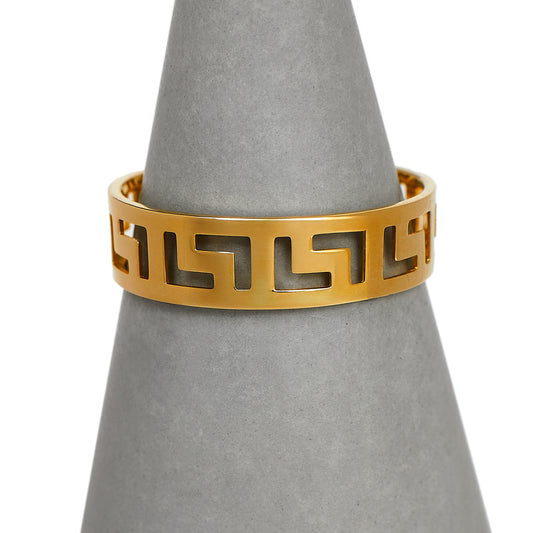 Pre-Owned 14ct Gold Greek Key Band Ring Size O