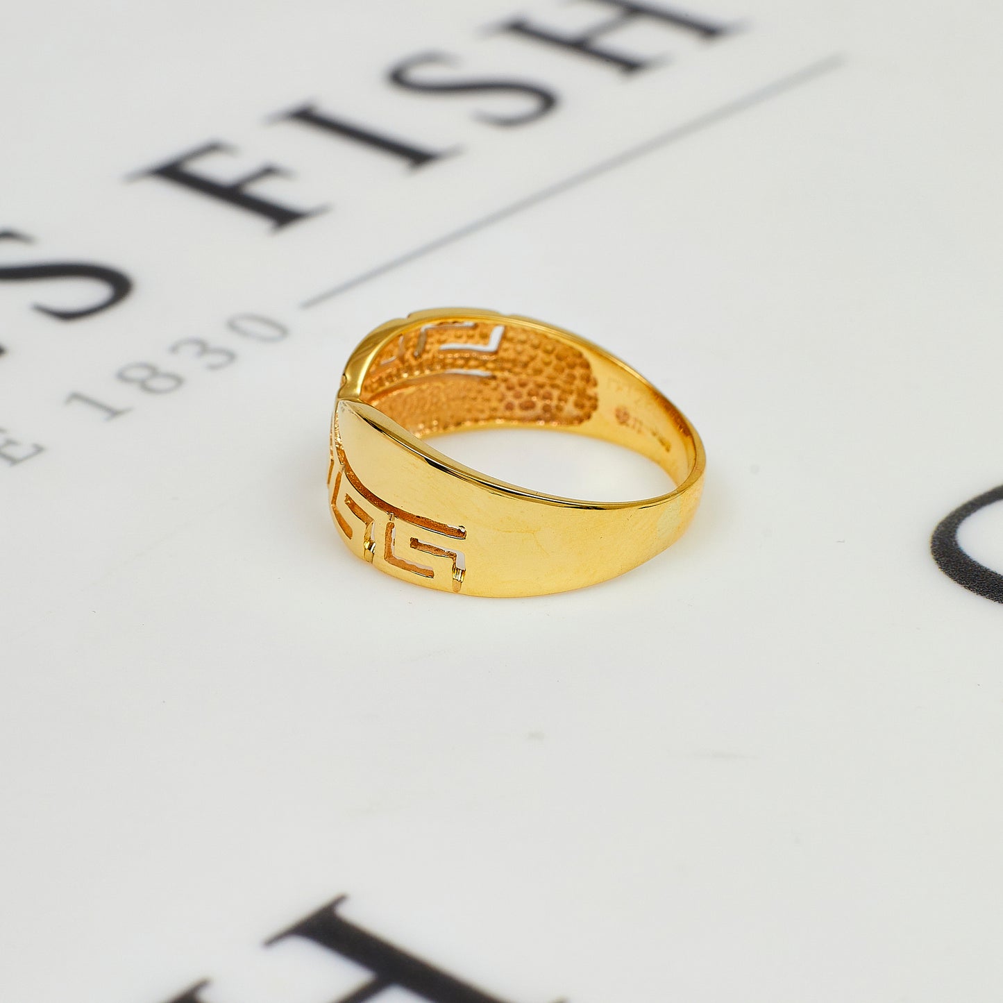 Pre-Owned 14ct Gold Greek Key Crossover Ring Size Q