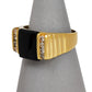Pre-Owned 14ct Gold Mens Onyx & CZ Dress Ring Size X