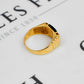 Pre-Owned 14ct Gold Mens Onyx & CZ Dress Ring Size X