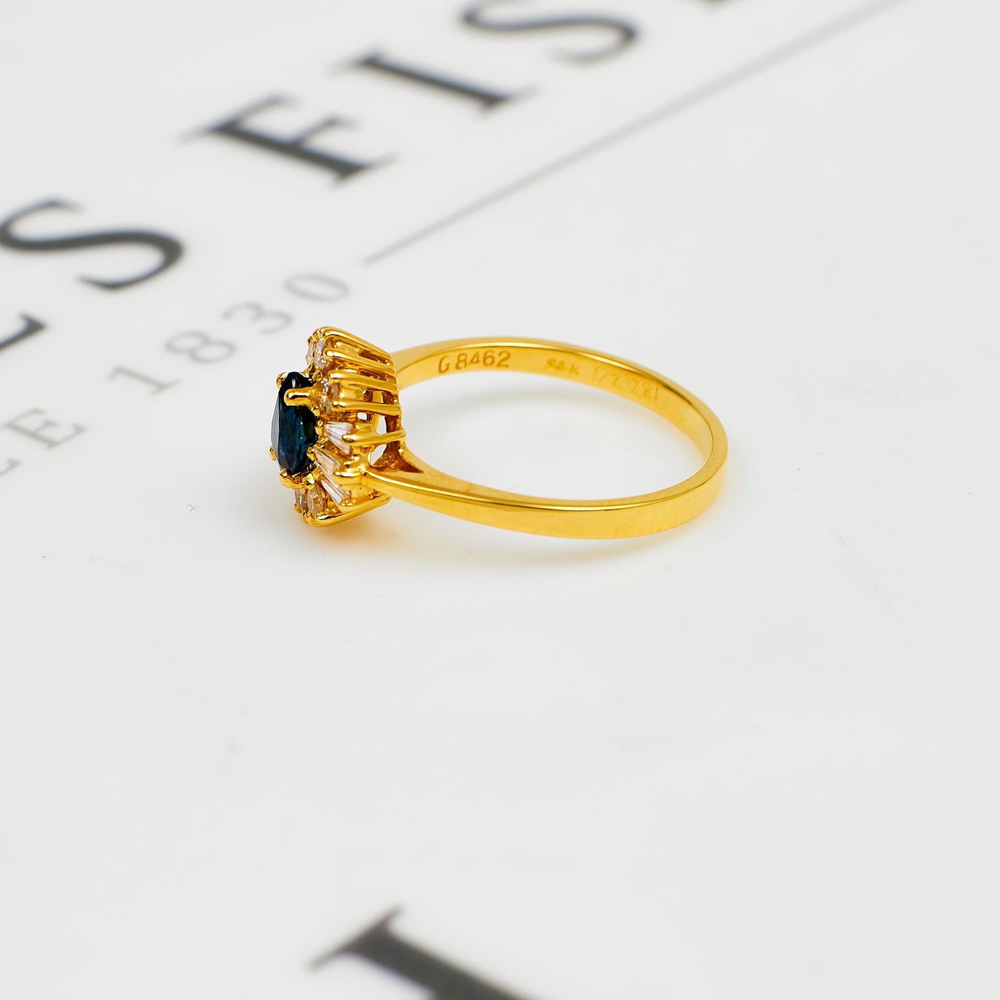 Pre-Owned 18ct Gold Sapphire & Diamond Cluster Ring Size M