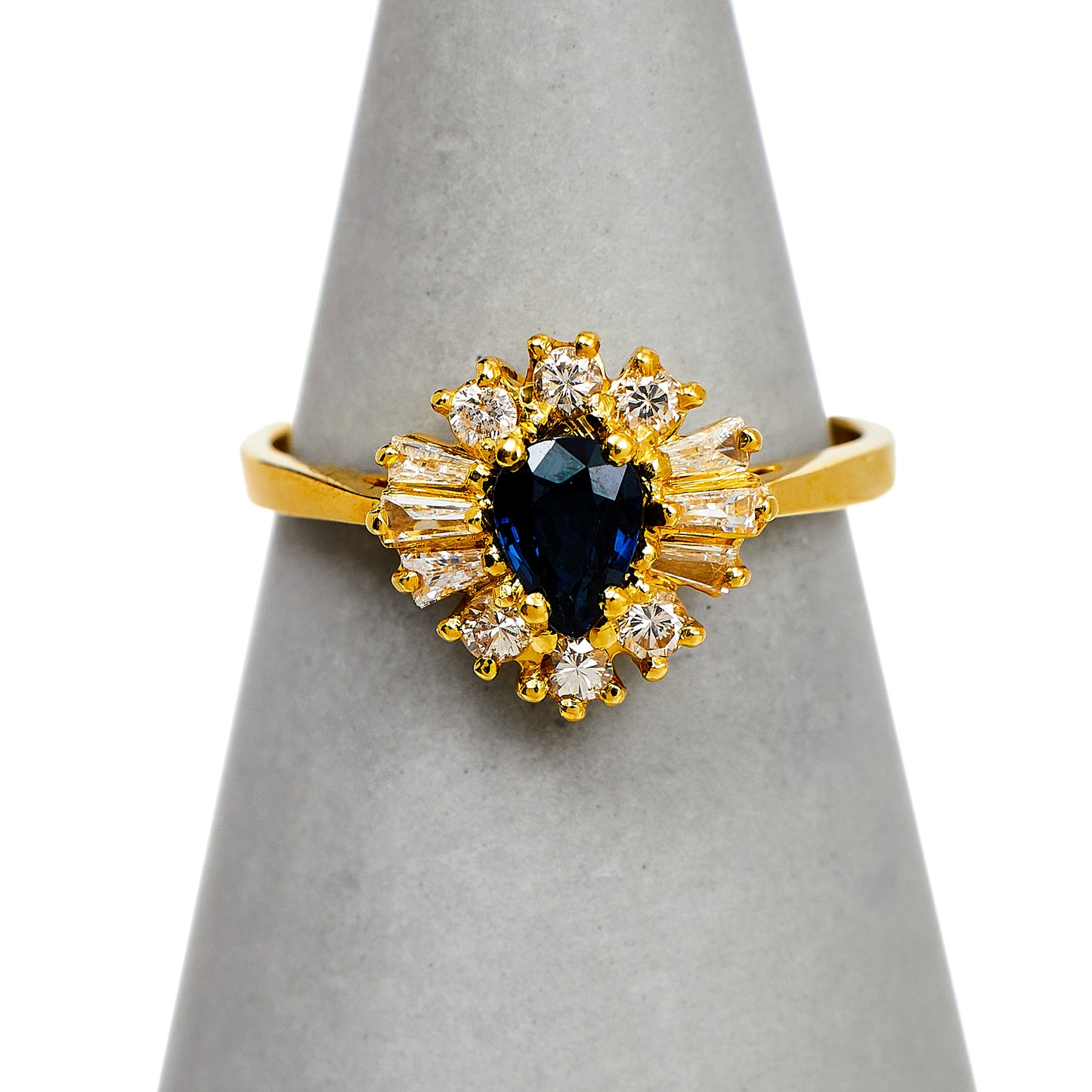 Pre-Owned 18ct Gold Sapphire & Diamond Cluster Ring Size M