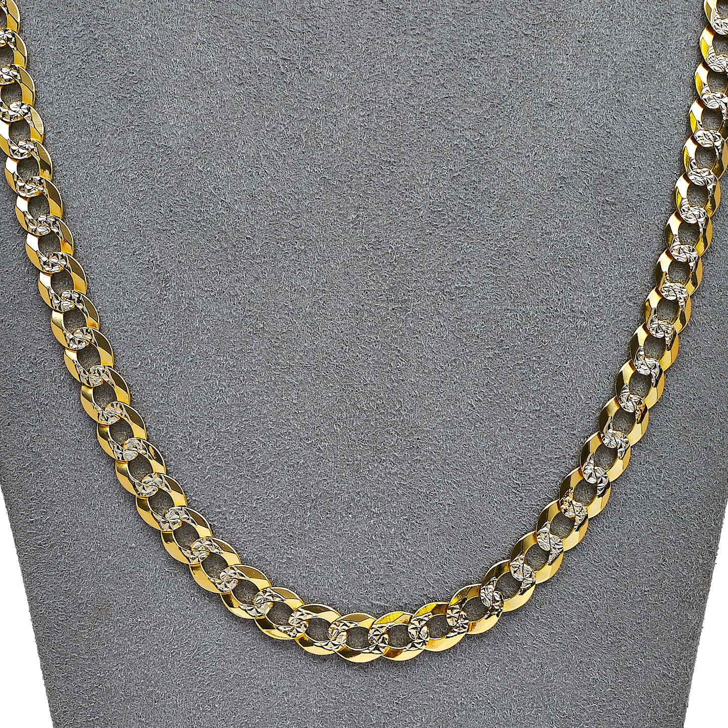 Pre-Owned 9ct Gold 2 Tone Pattern Curb Chain Necklace 24inch