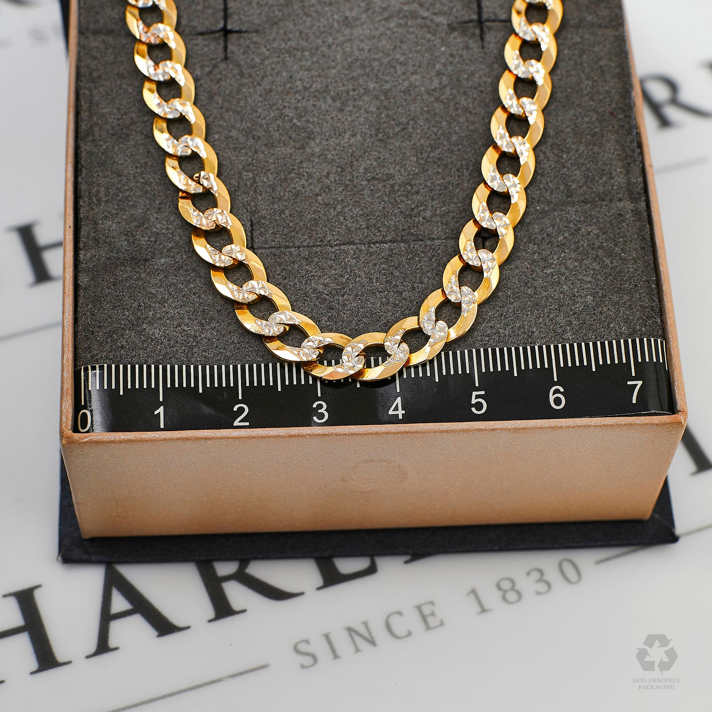 Pre-Owned 9ct Gold 2 Tone Pattern Curb Chain Necklace 24inch