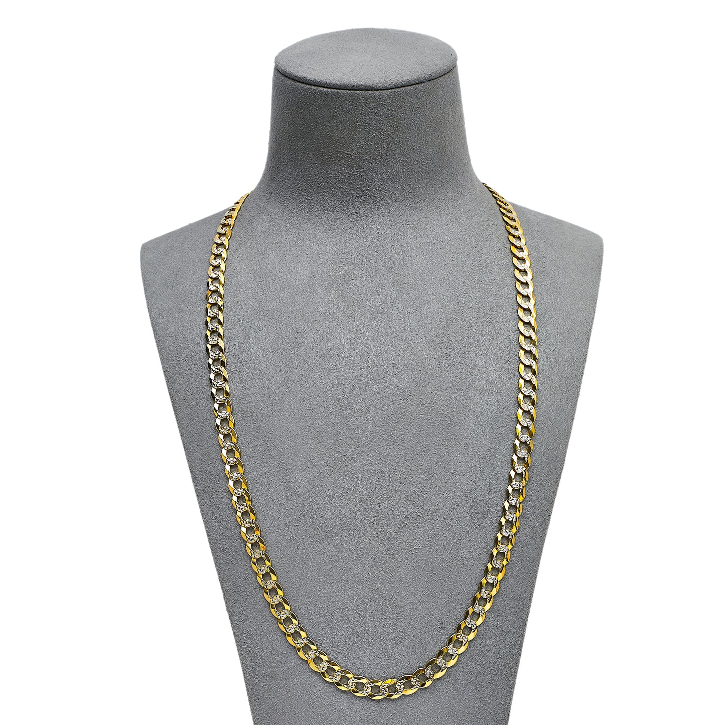 Pre-Owned 9ct Gold 2 Tone Pattern Curb Chain Necklace 24inch