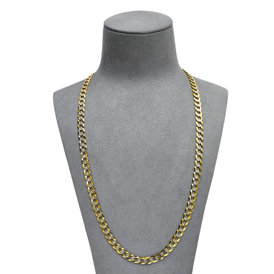 Pre-Owned 9ct Gold 2 Tone Pattern Curb Chain Necklace 24inch