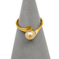 Pre-Owned 9ct Gold Cultured Pearl In Hands Ring Size N