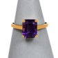Pre-Owned 9ct Gold Rectangle Amethyst Ring Size O