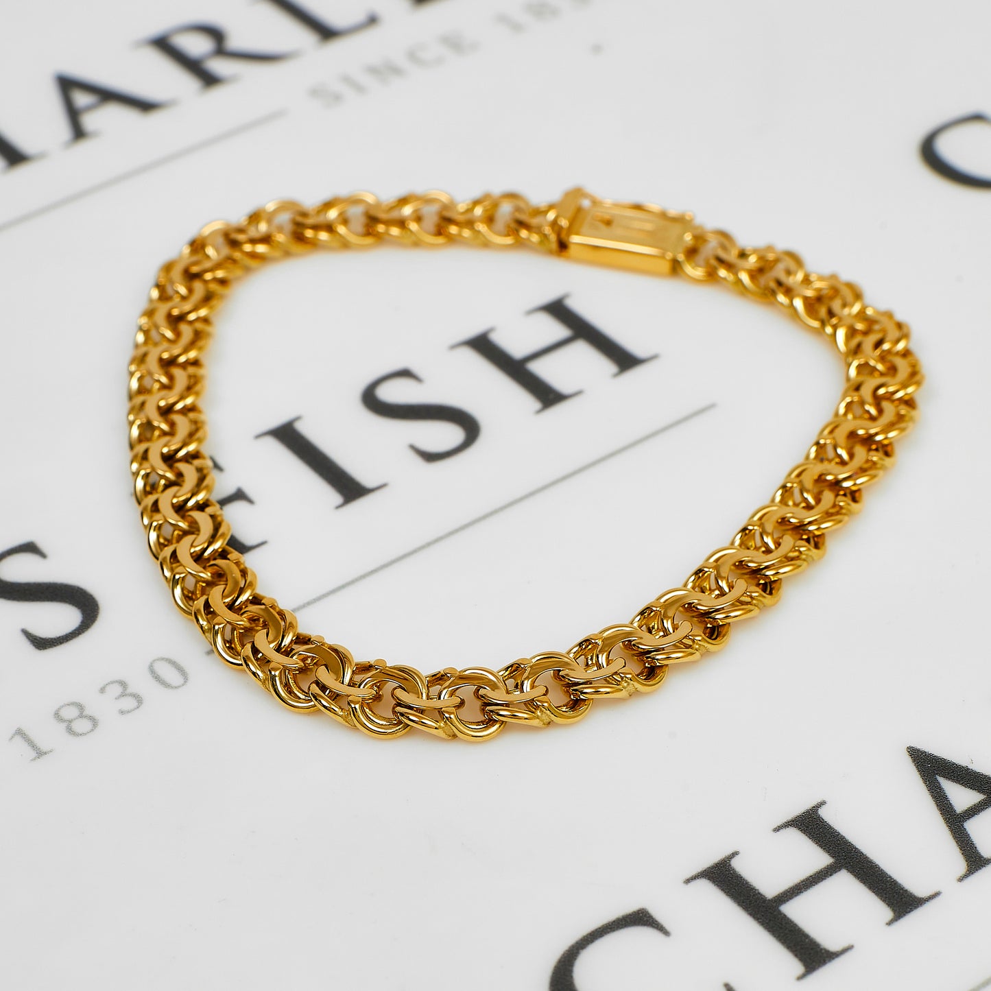 Pre-Owned 14ct Gold Double Figure Of 8 Link Bracelet 9 Inch