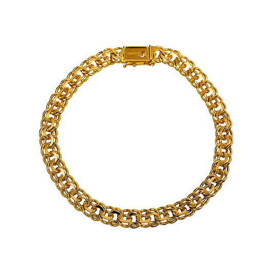 Pre-Owned 14ct Gold Double Figure Of 8 Link Bracelet 9 Inch