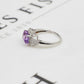 Pre-Owned 9ct White Gold Rectangle Amethyst & Diamond Ring