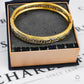 Pre-Owned 14ct Gold 2 Tone Greek Key Design Hinged Bangle