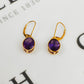 Pre-Owned 9ct Gold Oval Amethyst Drop Earrings