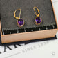 Pre-Owned 9ct Gold Oval Amethyst Drop Earrings