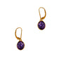 Pre-Owned 9ct Gold Oval Amethyst Drop Earrings
