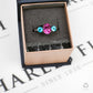 Pre-Owned 9ct White Gold Coated Topaz Apatite & Diamond Ring
