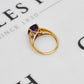 Pre-Owned 9ct Gold Oval Amethyst & Diamond Ring Size O