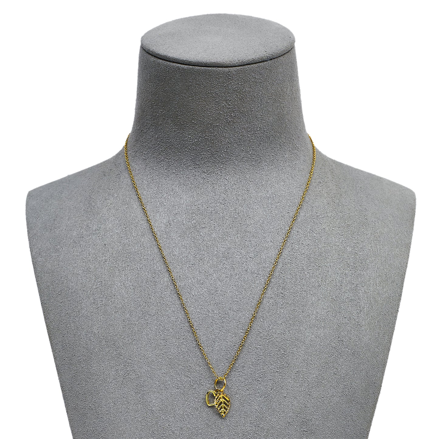 Pre-Owned 14ct Gold Heart & Leaf Pendant Necklace 16 Inch