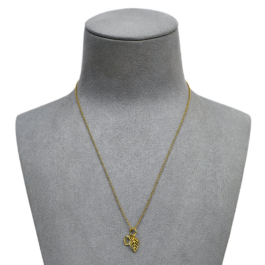 Pre-Owned 14ct Gold Heart & Leaf Pendant Necklace 16 Inch