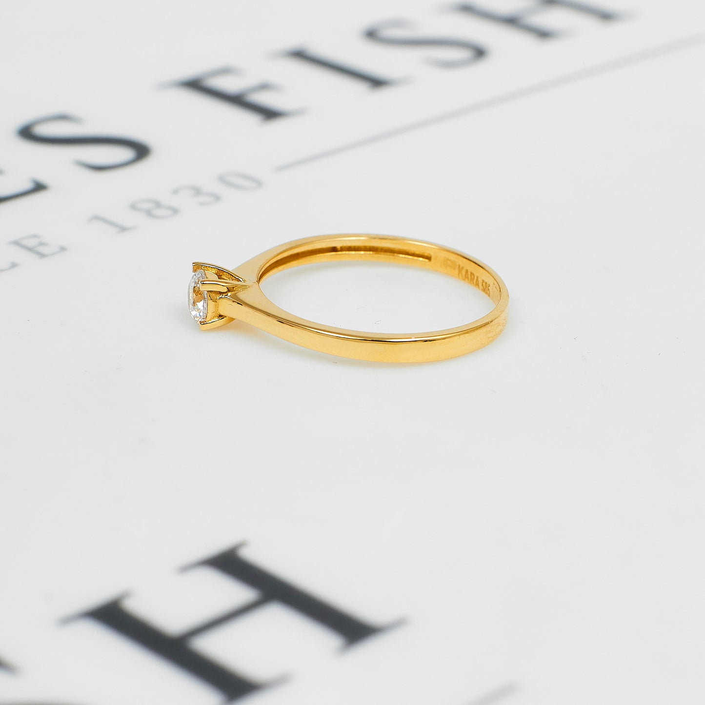 Pre-Owned 14ct Gold CZ Single Stone Dress Ring Size N