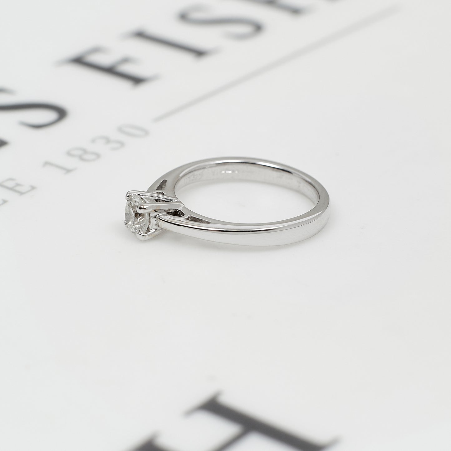 Pre-Owned 18ct White Gold Diamond Solitaire Ring Size J.5