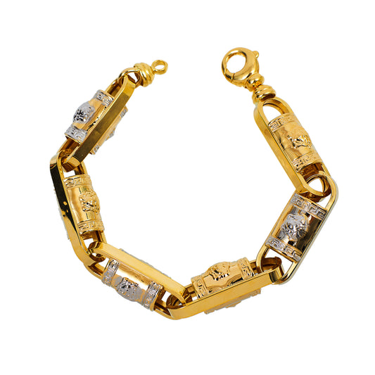 Pre-Owned 14ct Gold 2 Tone Medusa Design Bracelet 8 Inch