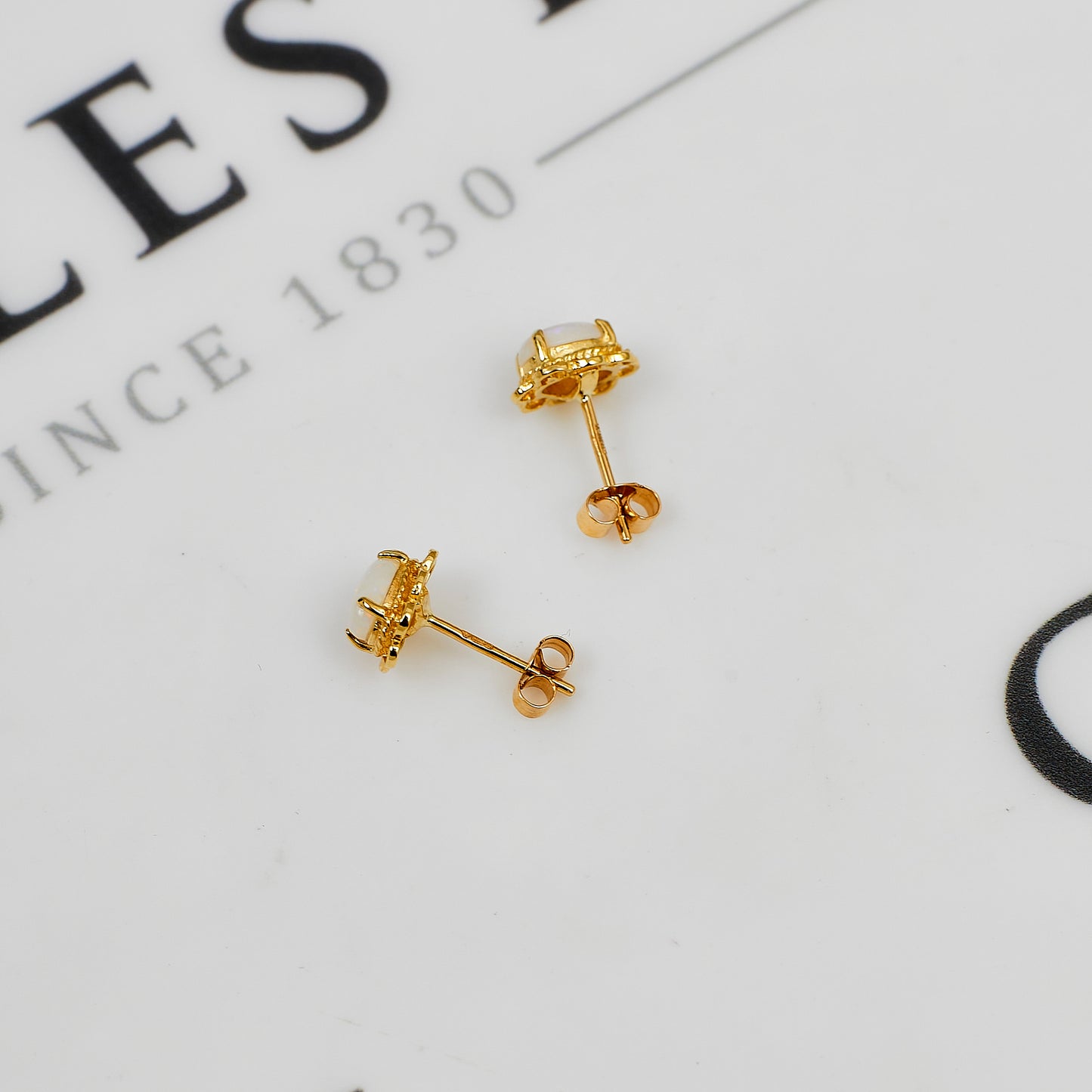 Pre-Owned 9ct Gold Oval Opal Stud Earrings