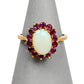 Pre-Owned 9ct Gold Oval Opal & Ruby Cluster Ring Size L.5