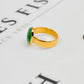 Pre-Owned 18ct Gold Cabochon Jade Ring Size M.5