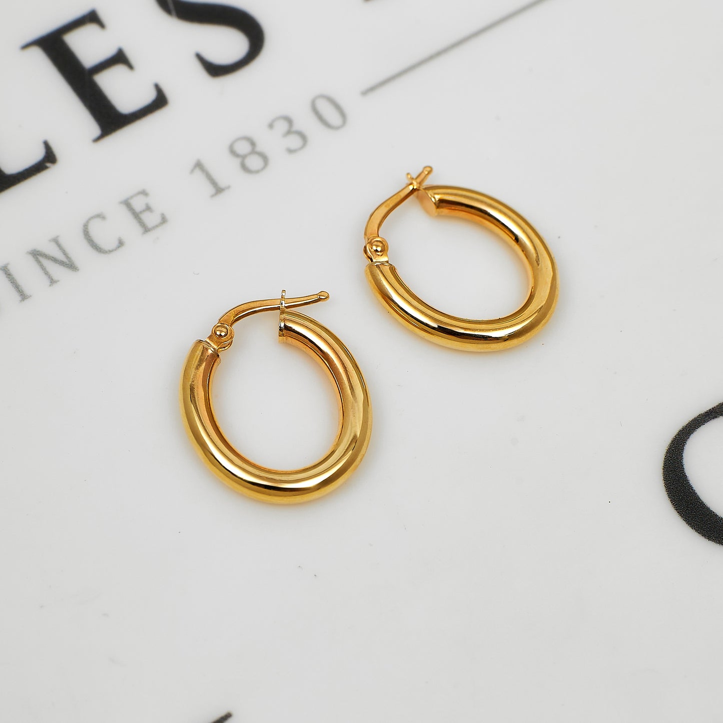 Pre-Owned 9ct Gold Creole Oval Hoop Earrings