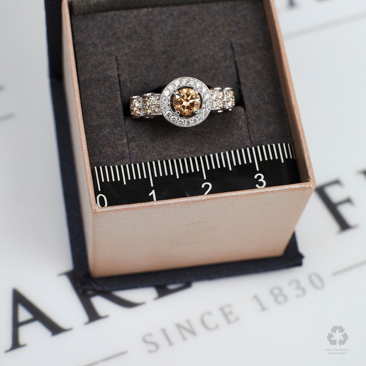 Pre-Owned 14ct White Gold Brown Diamond Cluster Ring Size K