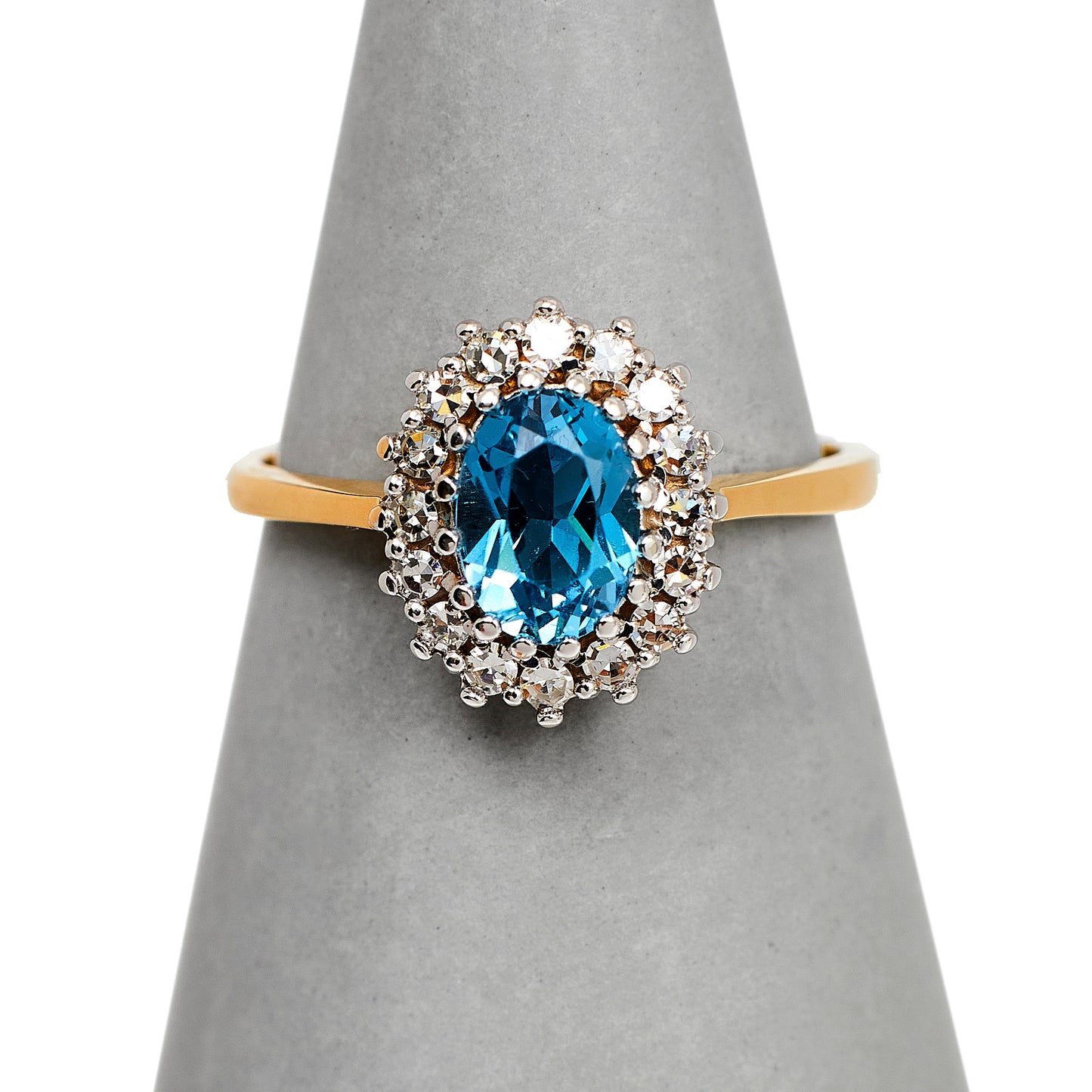 Pre-Owned 9ct Gold Topaz & Diamond Cluster Ring Size N