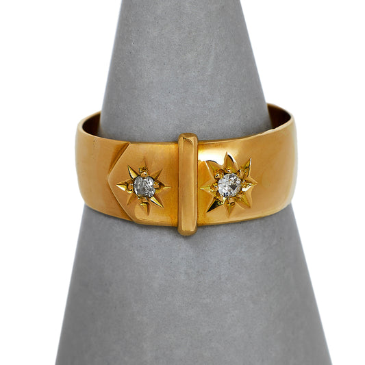 Pre-Owned 18ct Gold & Diamond Buckle Ring Size Q