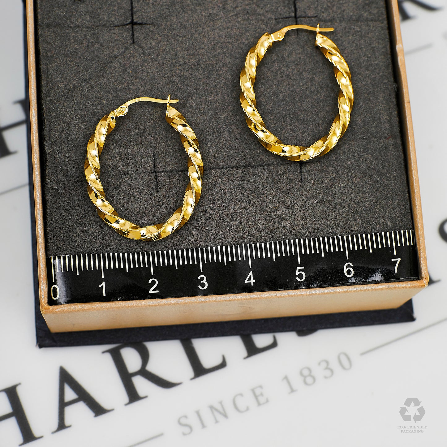Pre-Owned 9ct Gold Oval Twist Creole Hoop Earrings