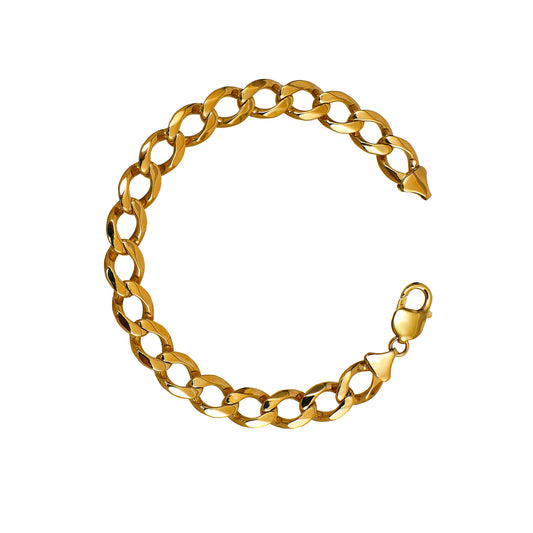 Pre-Owned 9ct Gold Mens Curb Chain Bracelet 10 Inch