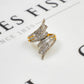 Pre-Owned 9ct Gold Baguette & Round Diamond Crossover Ring