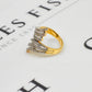Pre-Owned 9ct Gold Baguette & Round Diamond Crossover Ring